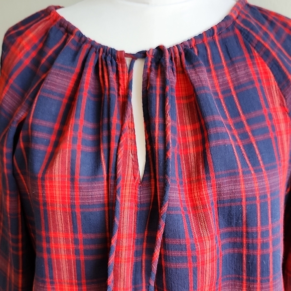 GAP Red and Blue Plaid Blouse - Picture 3 of 8